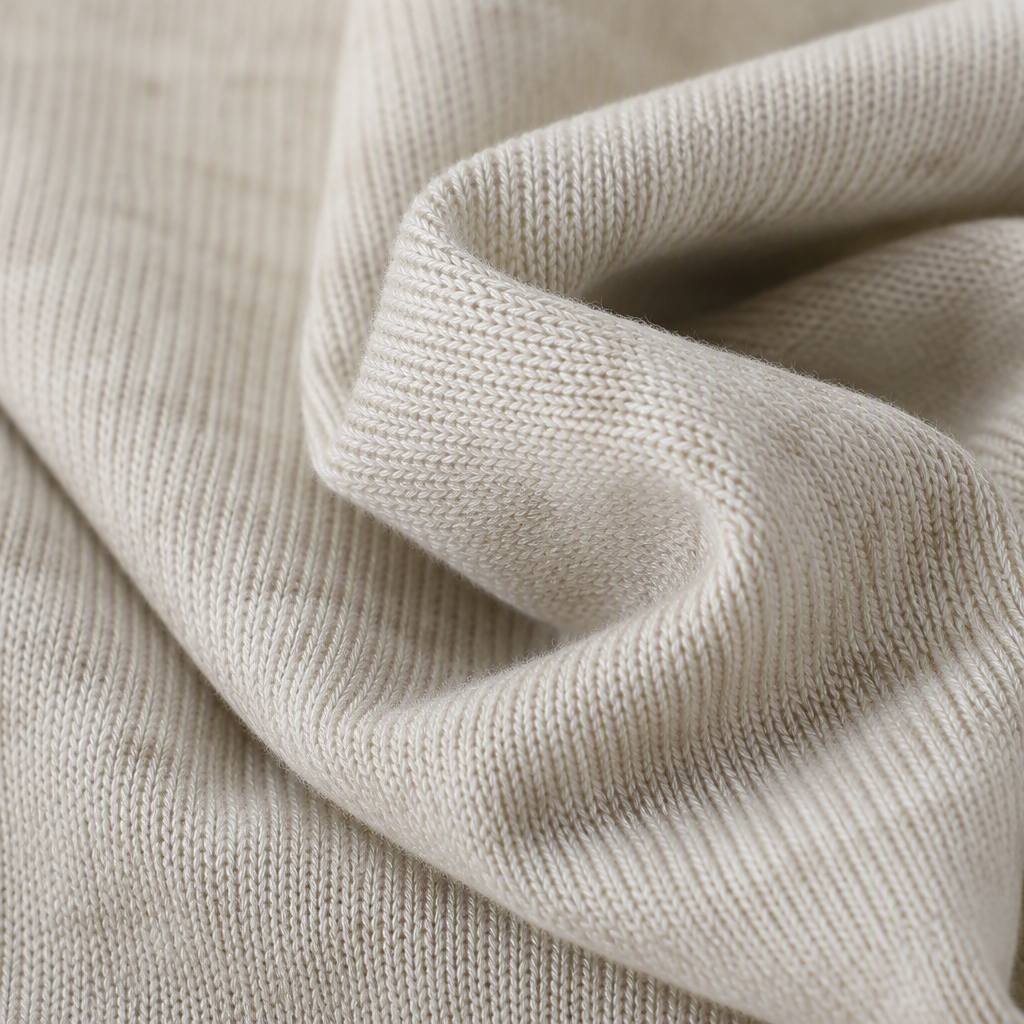 Cotton spandex blend athletic fabric — breathable natural feel textile close-up