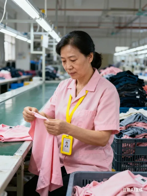 Quality inspector verifying activewear before shipment at Kingben Sports