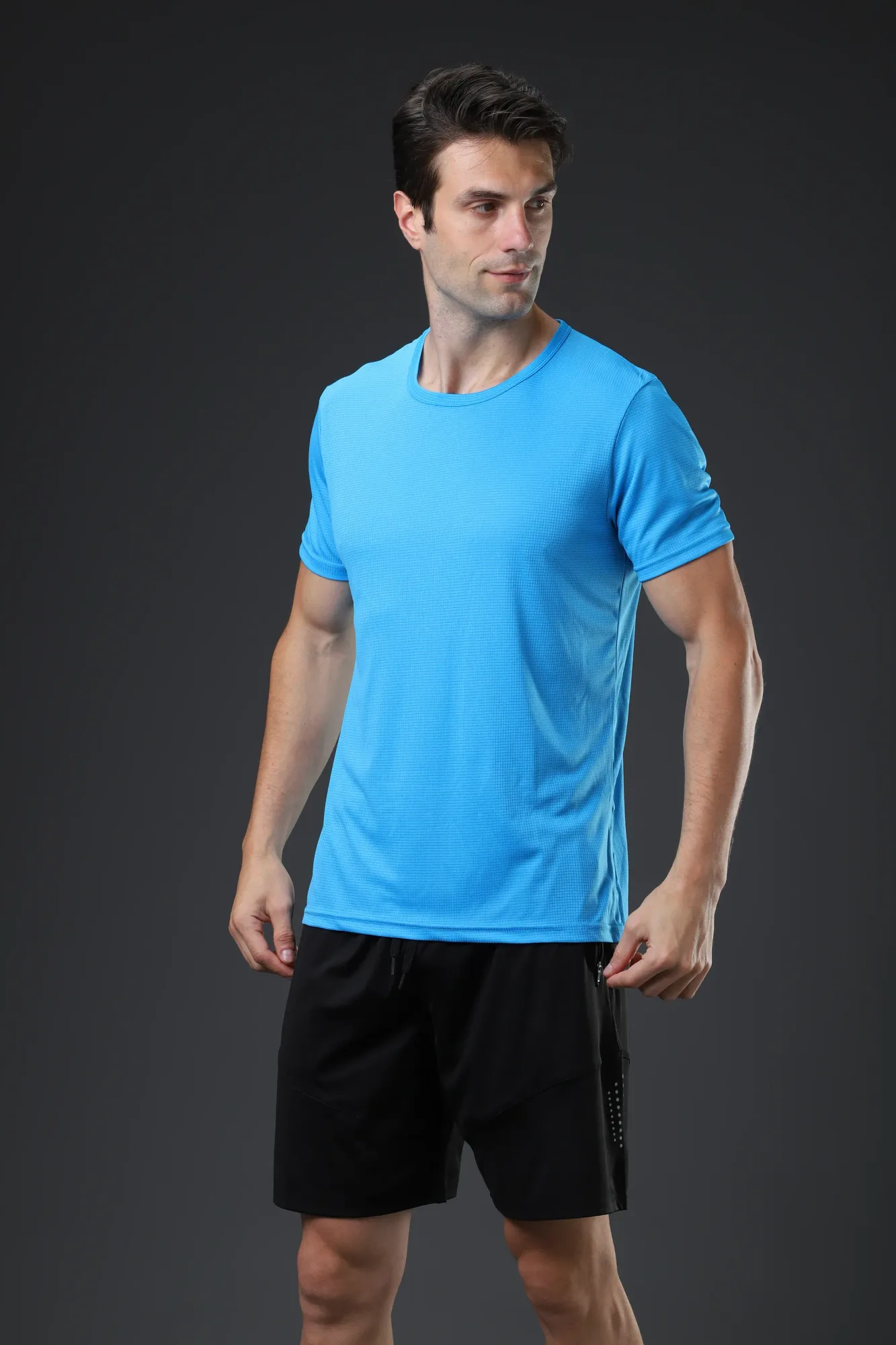 Men's check-weave quick-dry training tee