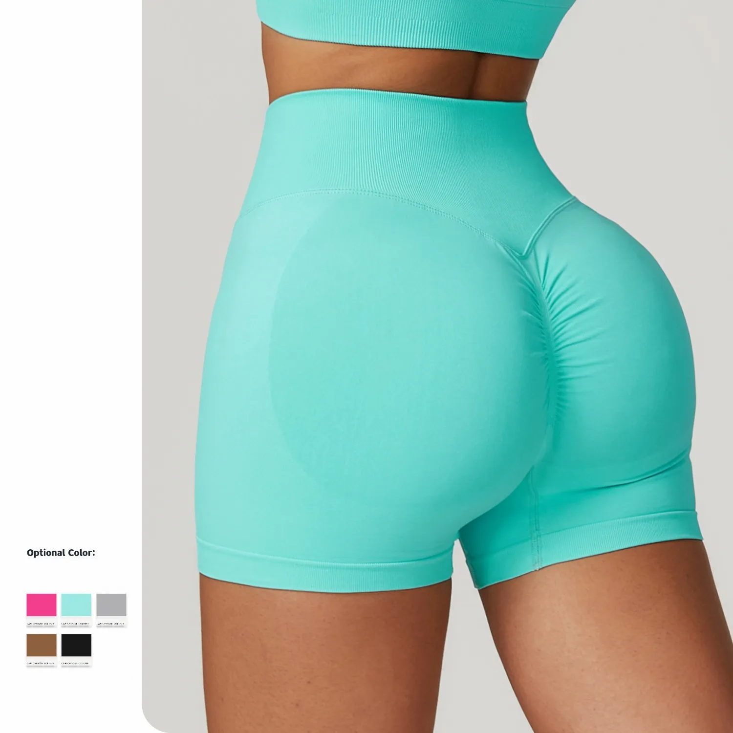 Seamless high-waist gym shorts