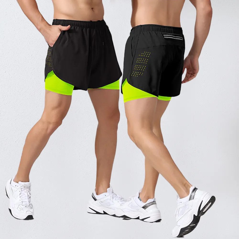 Two-in-one running shorts with pocket