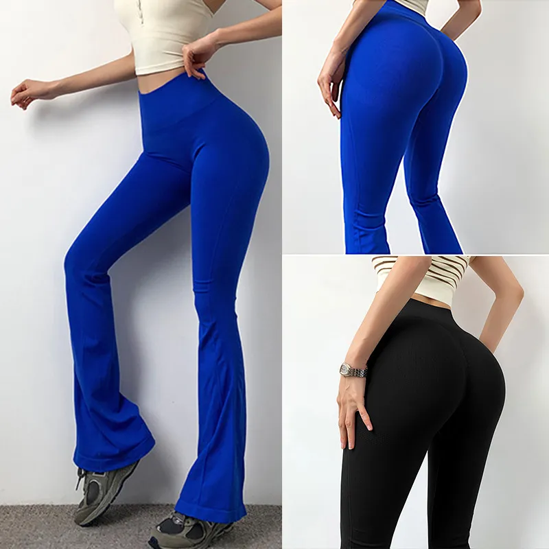 Flared high-waist yoga pants