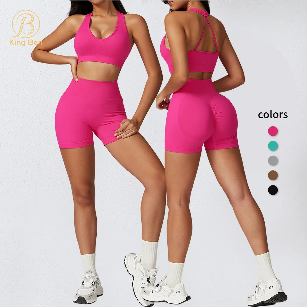 Halter-neck yoga sports bra