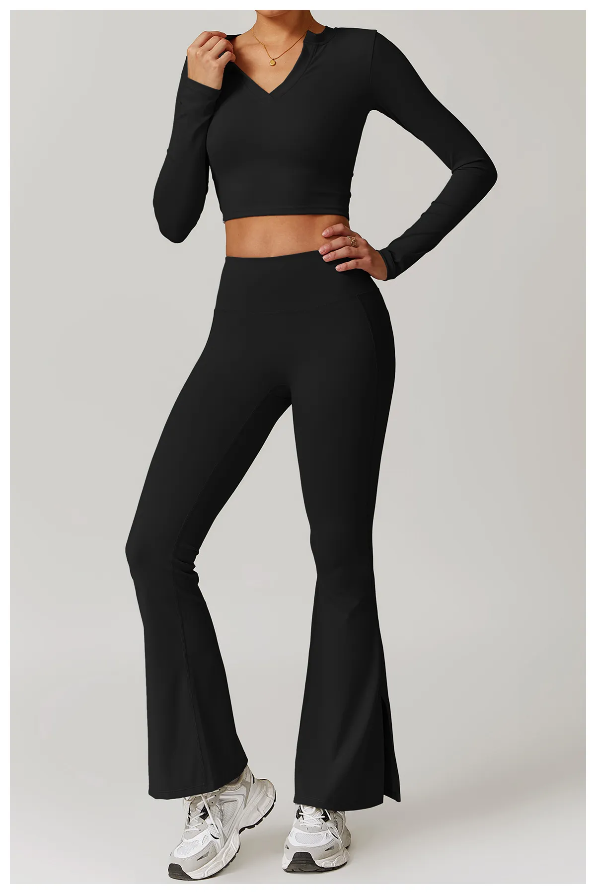 Flared side-slit training pants