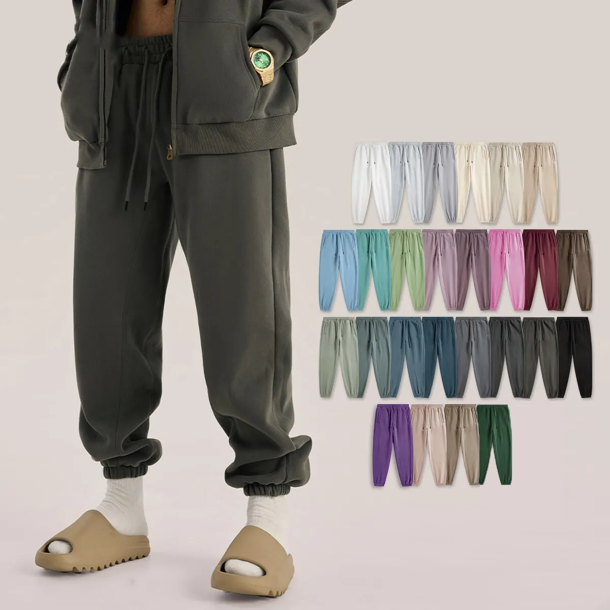 Fleece-lined athletic joggers