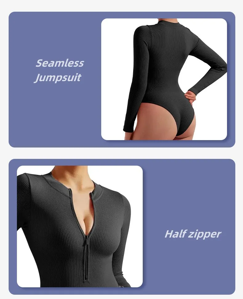Zip long-sleeve bodysuit