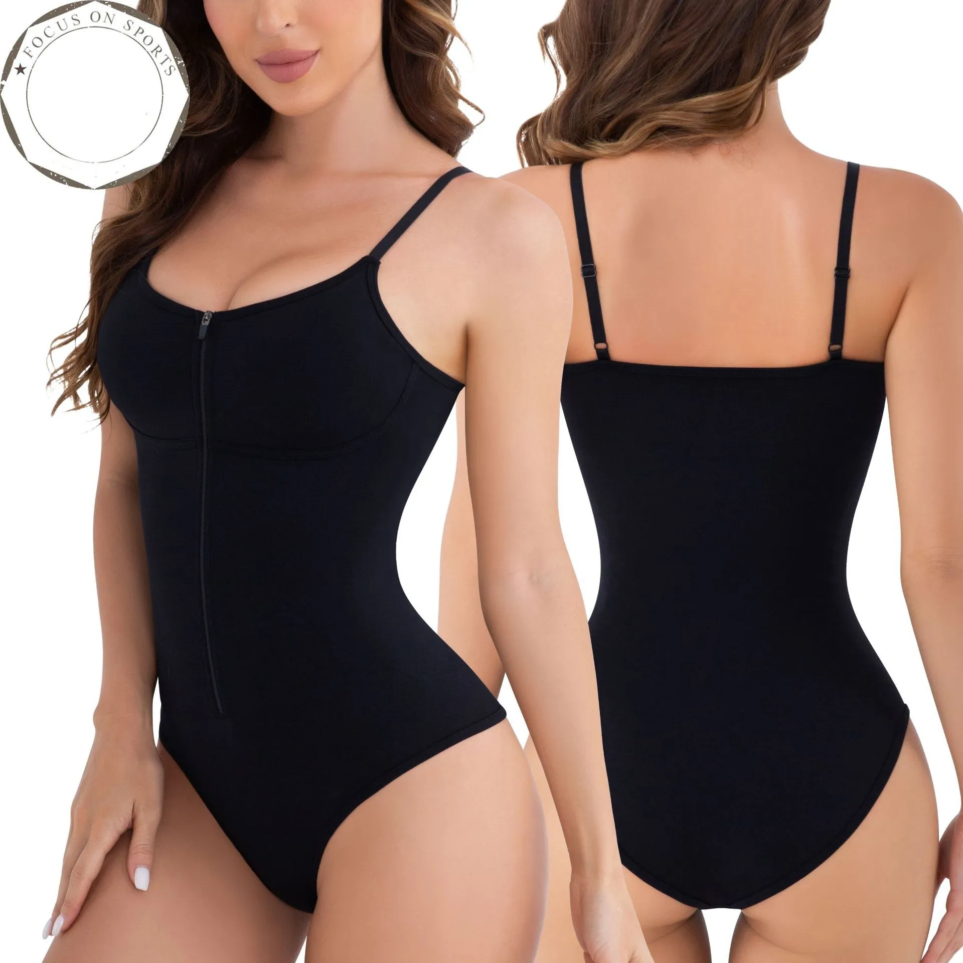 Plus-size zip bodysuit