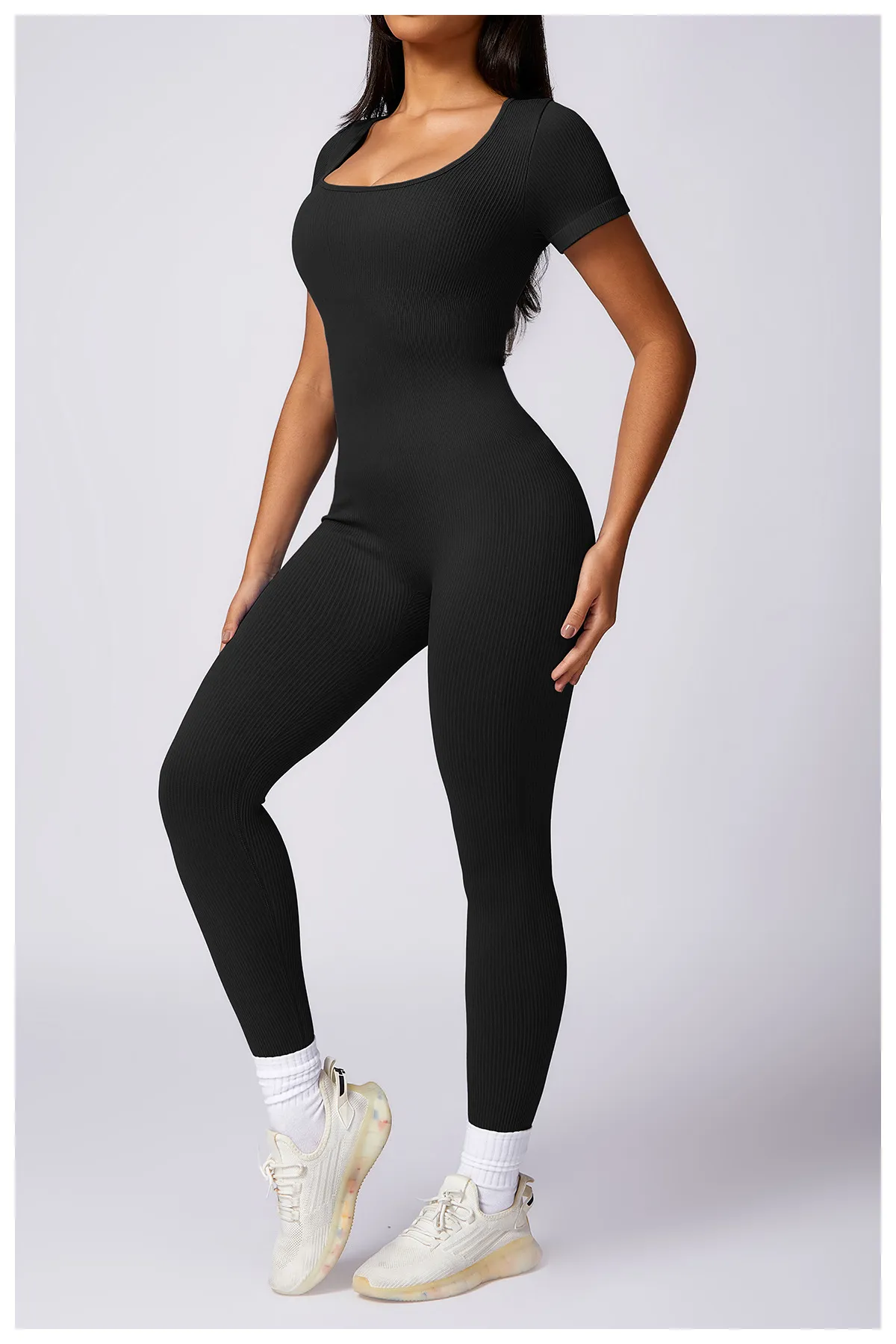 Seamless ribbed short-sleeve bodysuit