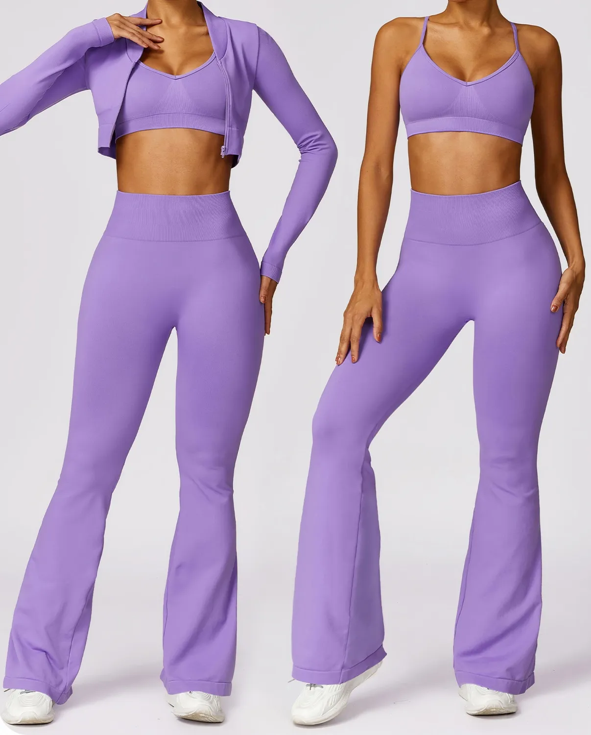 Seamless bra and flared pants set