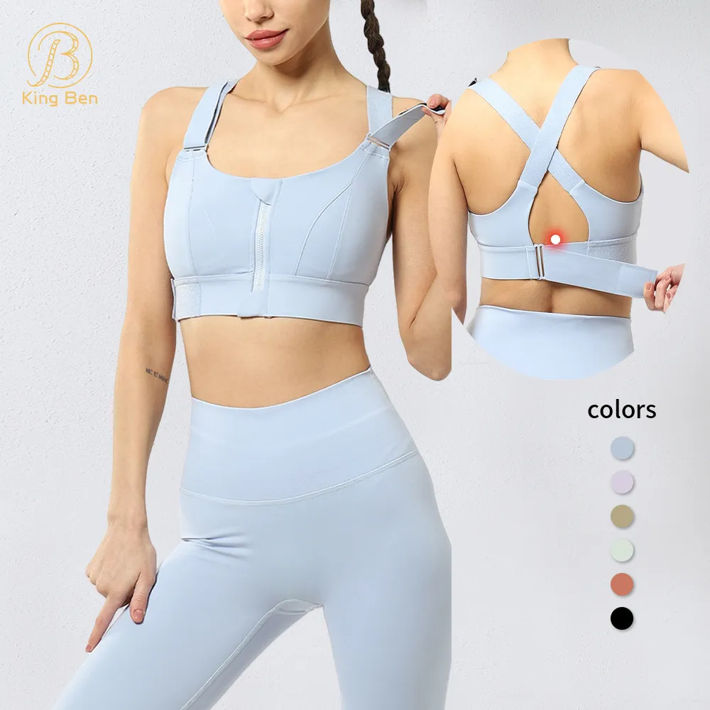 Front-zip high-support sports bra