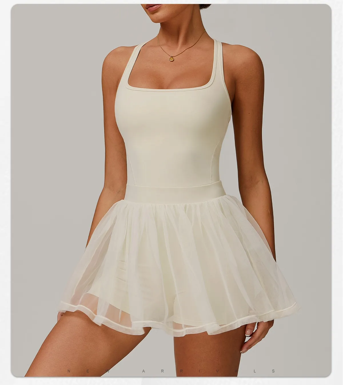 Recycled faux two-piece mesh dress