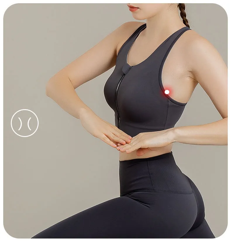High-support front-zip sports bra