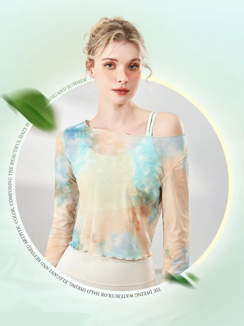 Tie-dye off-shoulder women's long sleeve